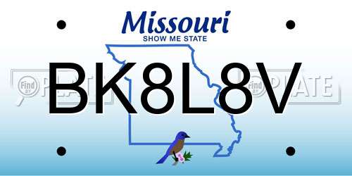 BK8L8V Missouri License Plate