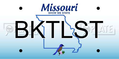 BKTLST Missouri License Plate