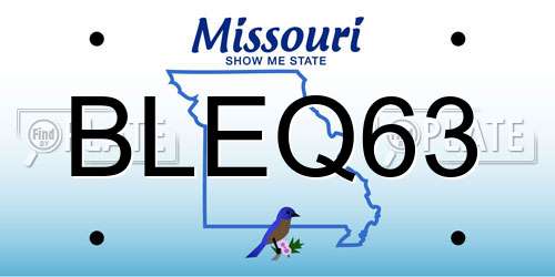 BLEQ63 Missouri License Plate