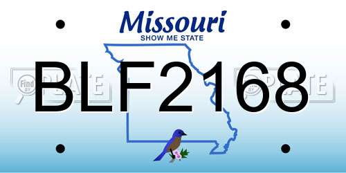 BLF2168 Missouri License Plate