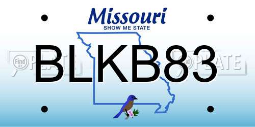 BLKB83 Missouri License Plate