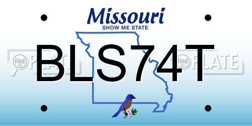 BLS74T Missouri License Plate