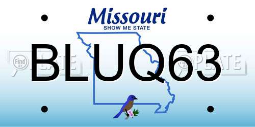 BLUQ63 Missouri License Plate