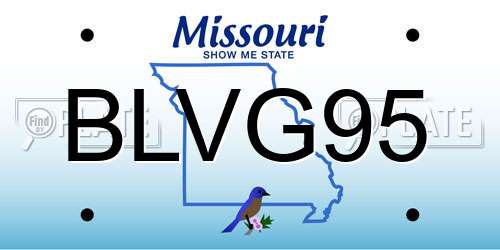 BLVG95 Missouri License Plate