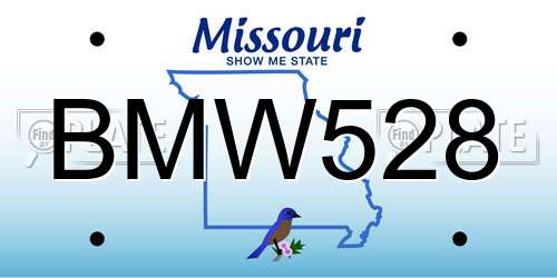 BMW528 Missouri License Plate