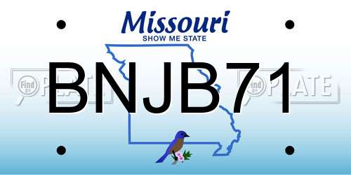 BNJB71 Missouri License Plate
