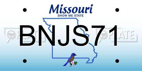 BNJS71 Missouri License Plate