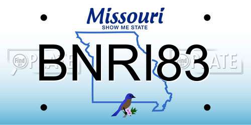 BNRI83 Missouri License Plate