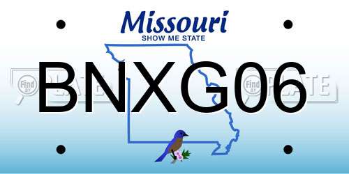 BNXG06 Missouri License Plate