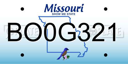 BO0G321 Missouri License Plate