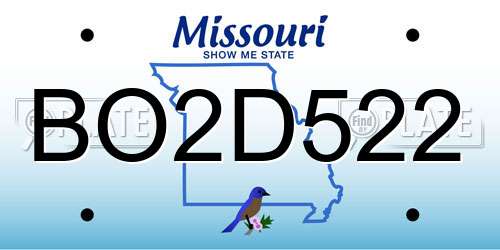 BO2D522 Missouri License Plate