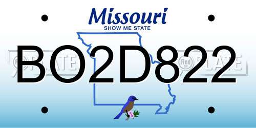 BO2D822 Missouri License Plate