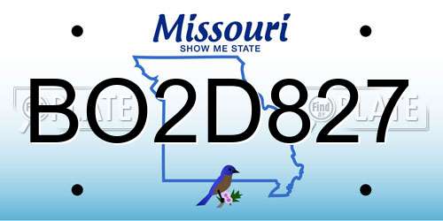 BO2D827 Missouri License Plate