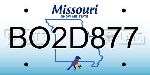 BO2D877 Missouri License Plate