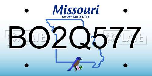 BO2Q577 Missouri License Plate