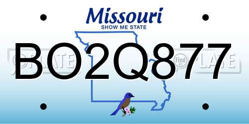 BO2Q877 Missouri License Plate