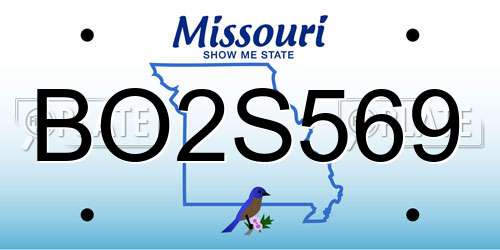 BO2S569 Missouri License Plate