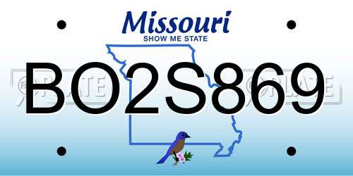 BO2S869 Missouri License Plate