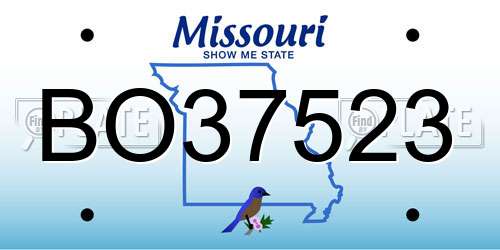 BO37523 Missouri License Plate