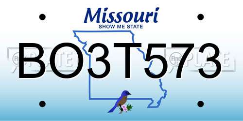 BO3T573 Missouri License Plate