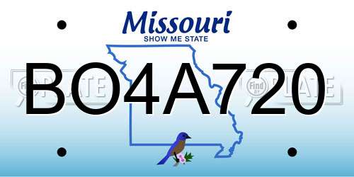 BO4A720 Missouri License Plate