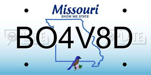 BO4V8D Missouri License Plate