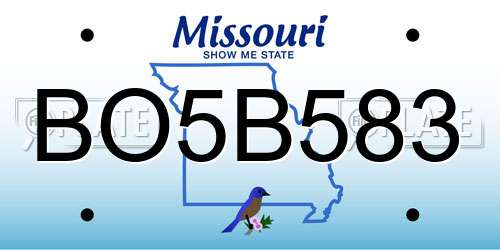 BO5B583 Missouri License Plate