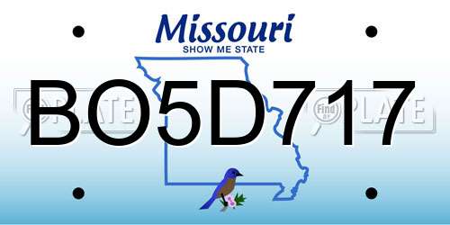 BO5D717 Missouri License Plate
