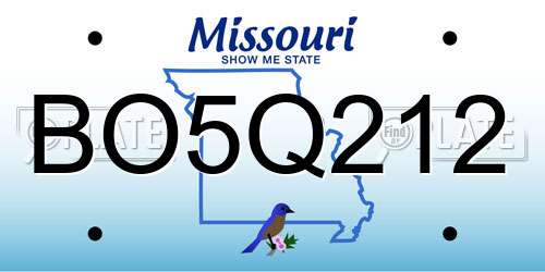BO5Q212 Missouri License Plate