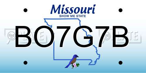 BO7G7B Missouri License Plate