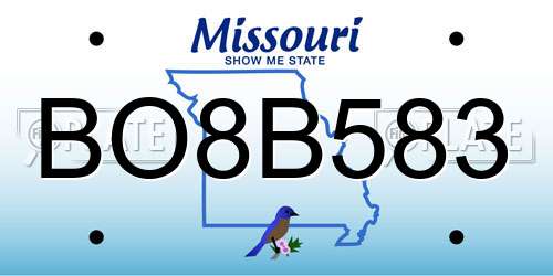 BO8B583 Missouri License Plate