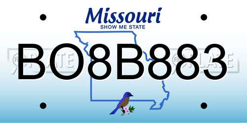 BO8B883 Missouri License Plate