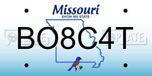 BO8C4T Missouri License Plate