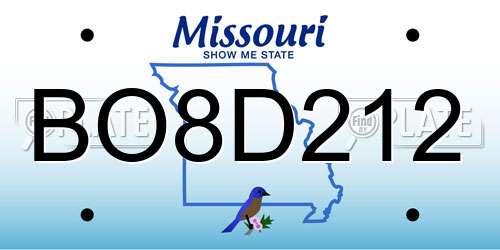 BO8D212 Missouri License Plate