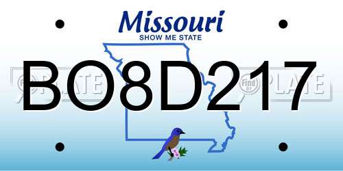 BO8D217 Missouri License Plate