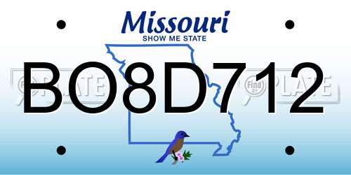 BO8D712 Missouri License Plate