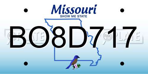 BO8D717 Missouri License Plate