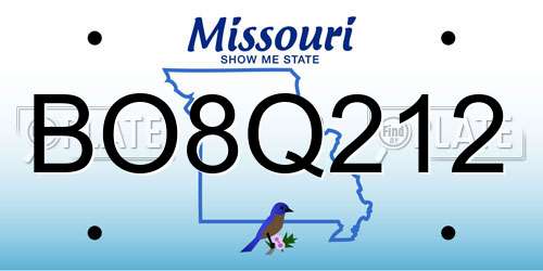 BO8Q212 Missouri License Plate