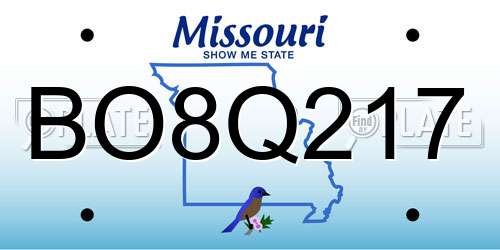 BO8Q217 Missouri License Plate