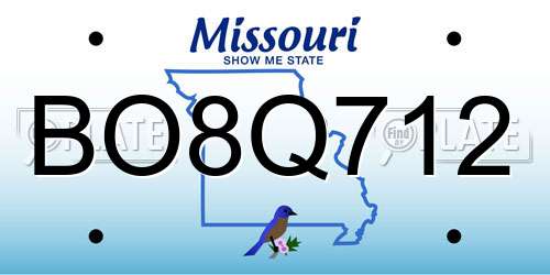 BO8Q712 Missouri License Plate