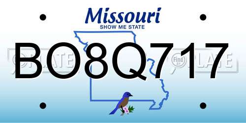 BO8Q717 Missouri License Plate