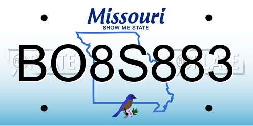 BO8S883 Missouri License Plate