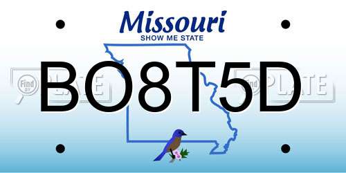 BO8T5D Missouri License Plate