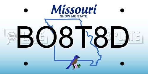 BO8T8D Missouri License Plate