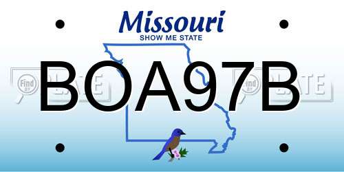 BOA97B Missouri License Plate