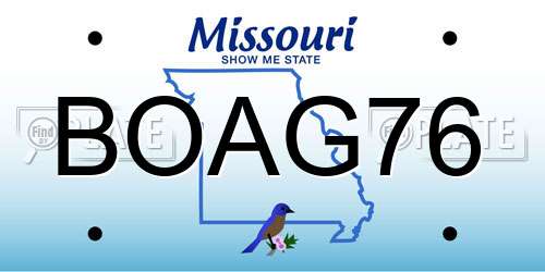 BOAG76 Missouri License Plate
