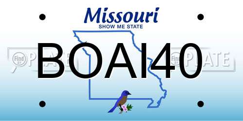 BOAI40 Missouri License Plate