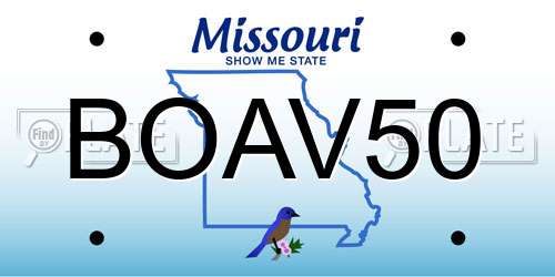 BOAV50 Missouri License Plate