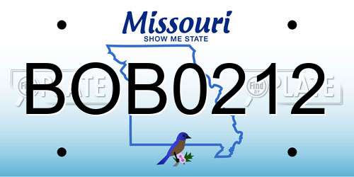 BOB0212 Missouri License Plate