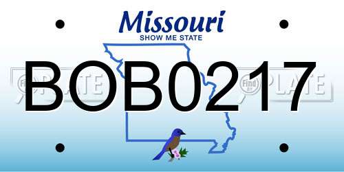 BOB0217 Missouri License Plate